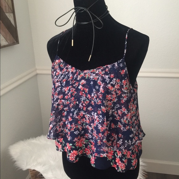 Express Tops - Express floral sheer crop top! Size Medium